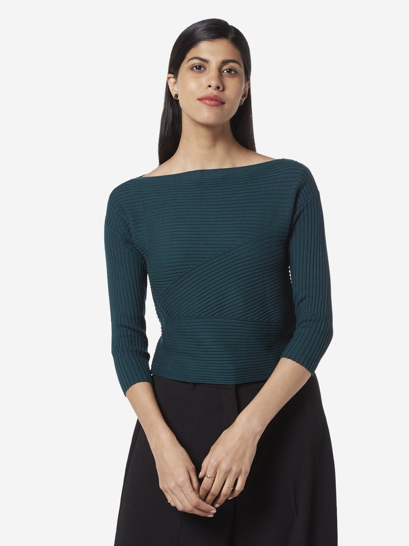 Wardrobe Teal Ribbed Stefanel Top