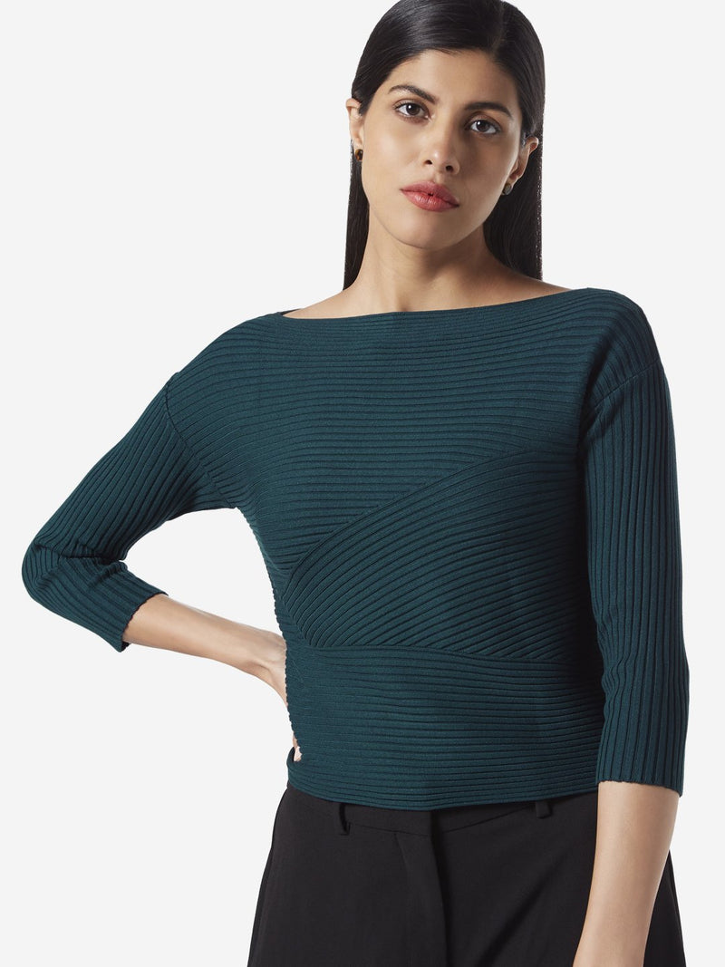 Wardrobe Teal Ribbed Stefanel Top