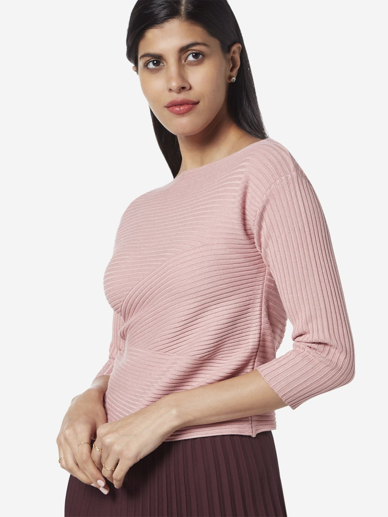 Wardrobe Dusty Pink Ribbed Stefanel Top