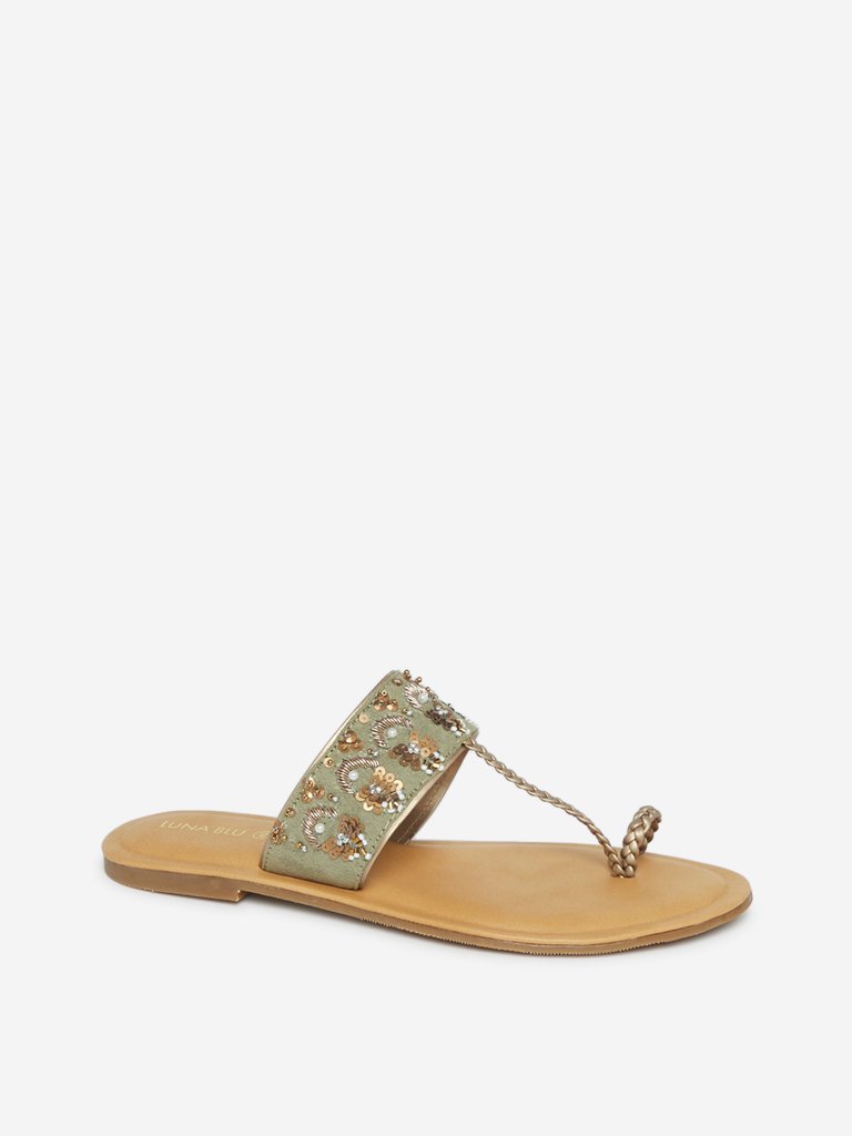 Luna Blu Sage Embellished Kolhapuri Sandals