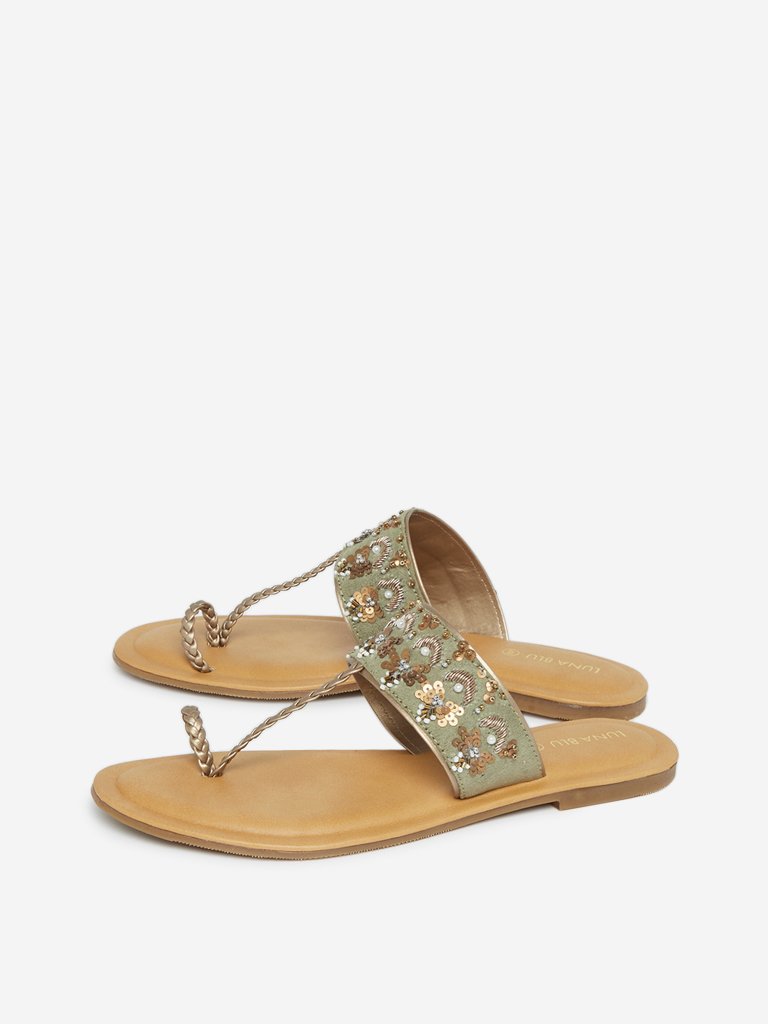 Luna Blu Sage Embellished Kolhapuri Sandals