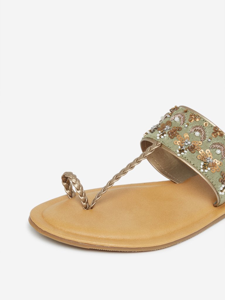 Luna Blu Sage Embellished Kolhapuri Sandals