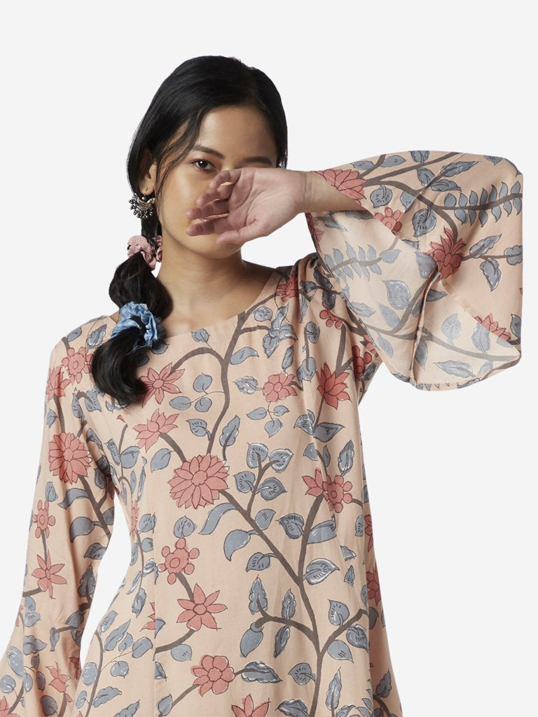 Bombay Paisley Peach Floral A-Line Dress