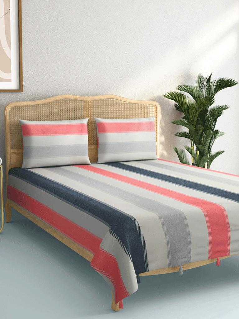 Westside Home Multicolour Woven Double Bedcover with Two Pillowcases
