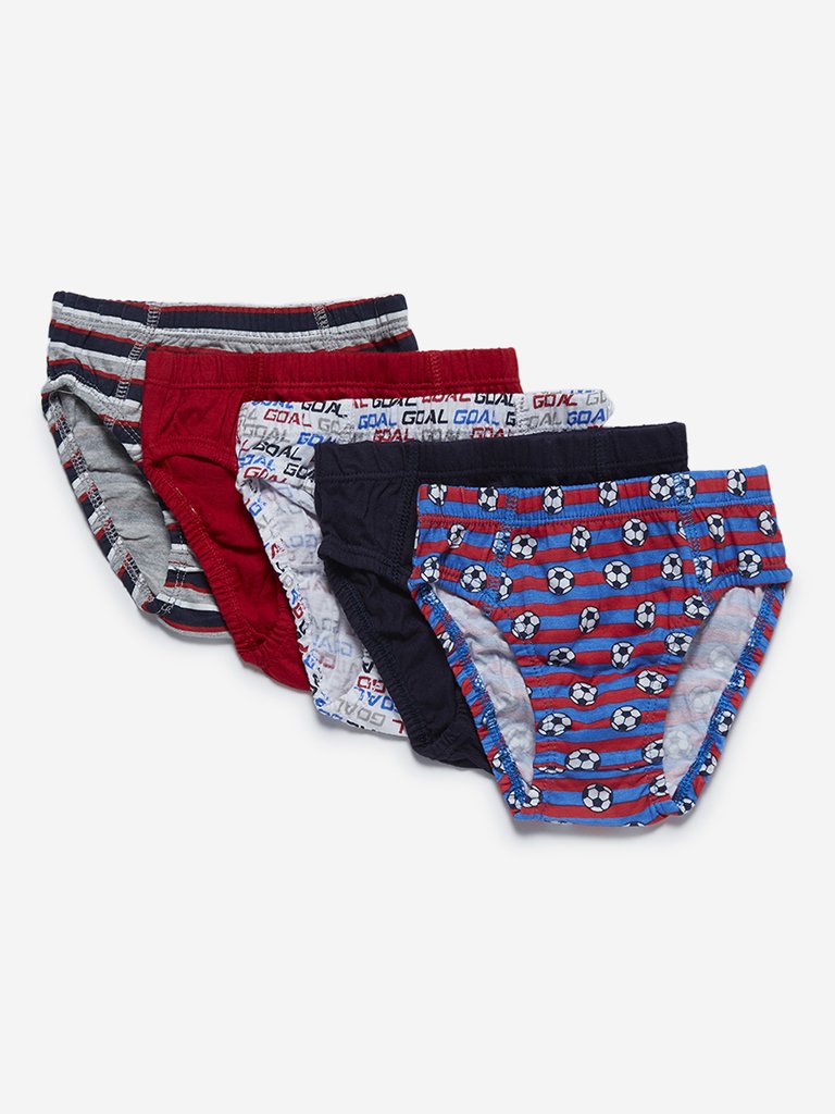 HOP Kids Multicolour Football Briefs Pack of Five