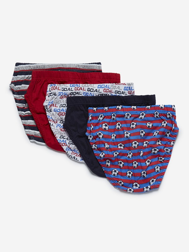 HOP Kids Multicolour Football Briefs Pack of Five