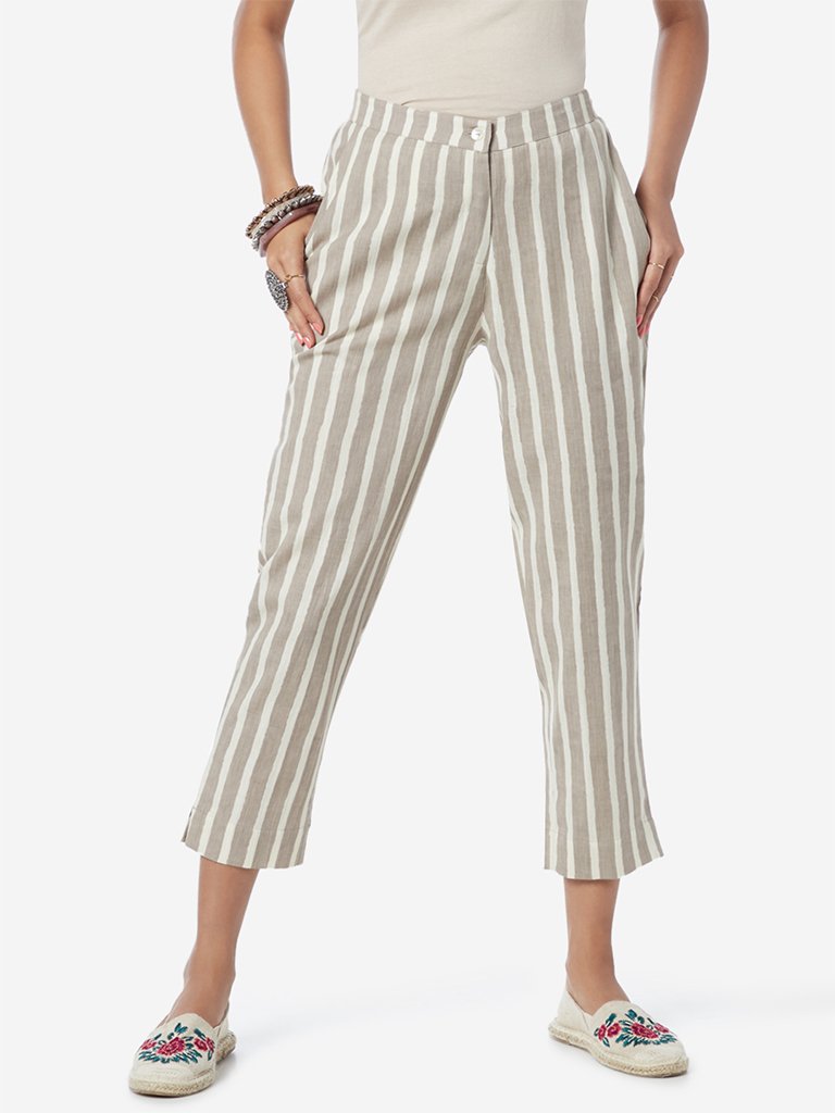 Bombay Paisley Grey Striped Ethnic Pants