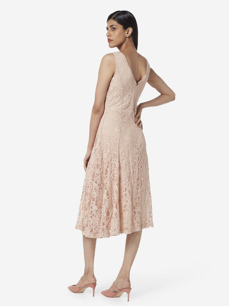 Wardrobe Peach Floral Lace Evelyn Dress
