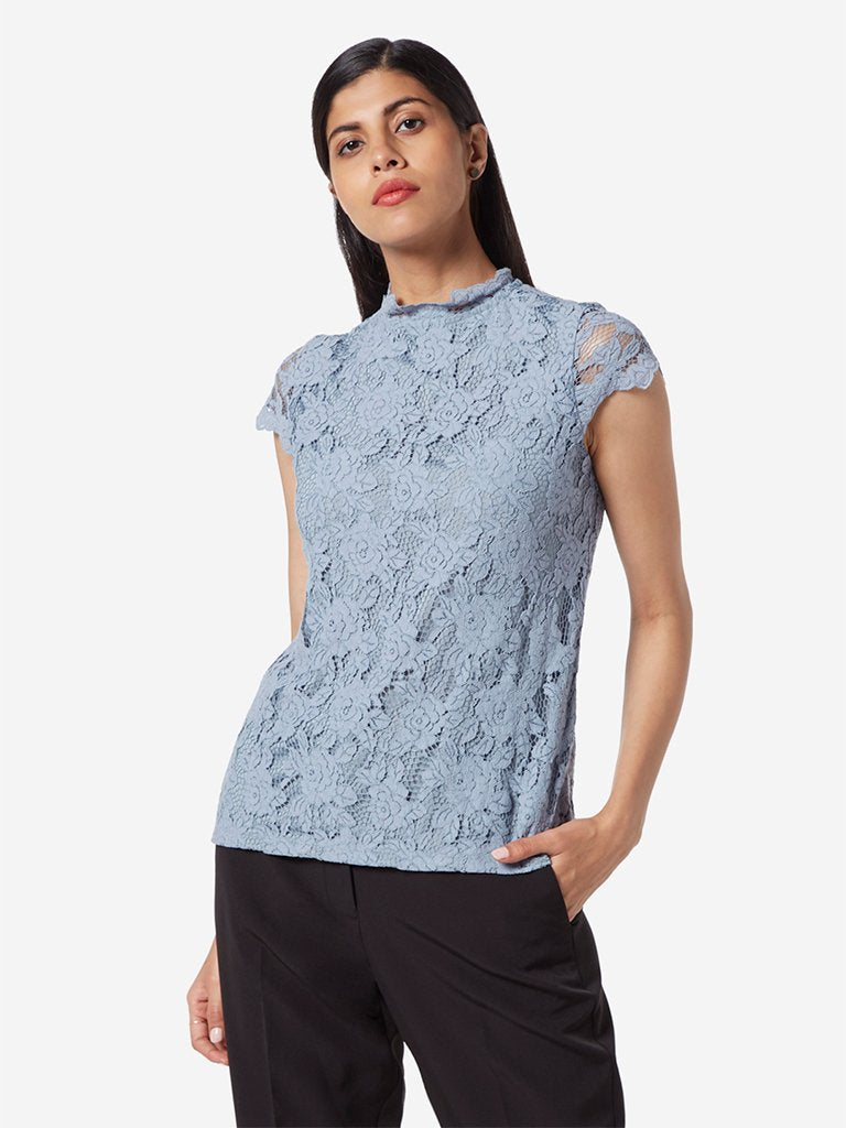 Wardrobe Blue Lace Kylie Top