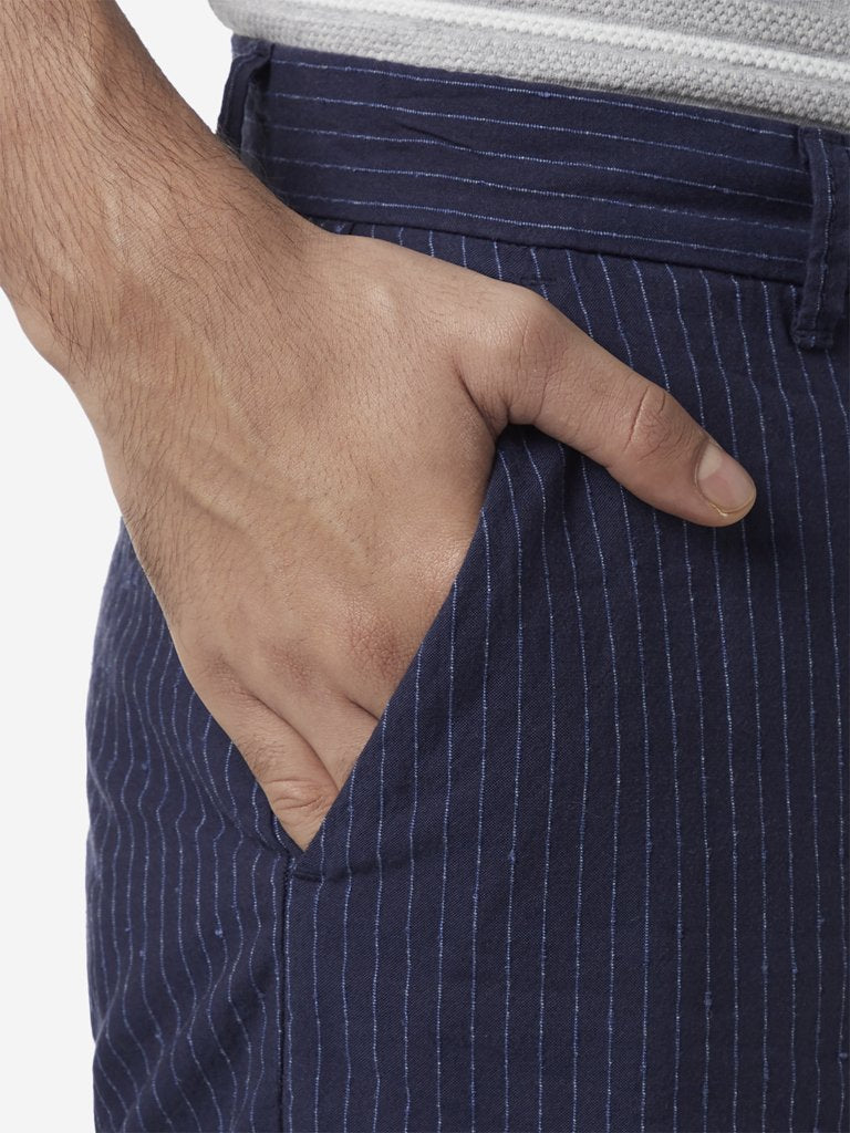 Ascot Navy Striped Relaxed Fit Shorts