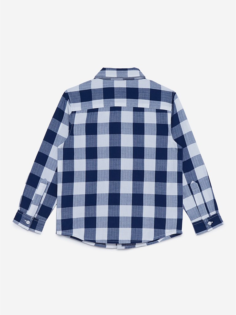 HOP Kids Blue Checkered Shirt With Tie