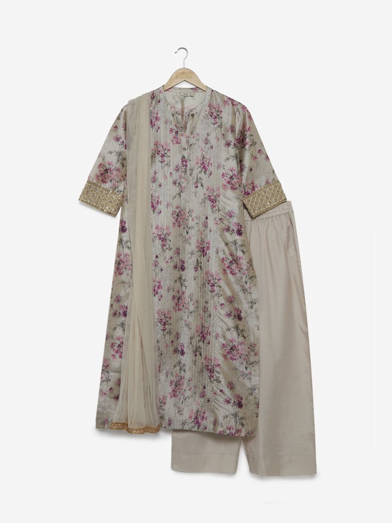 Vark Multicolour Kurta, Palazzos And Dupatta Set