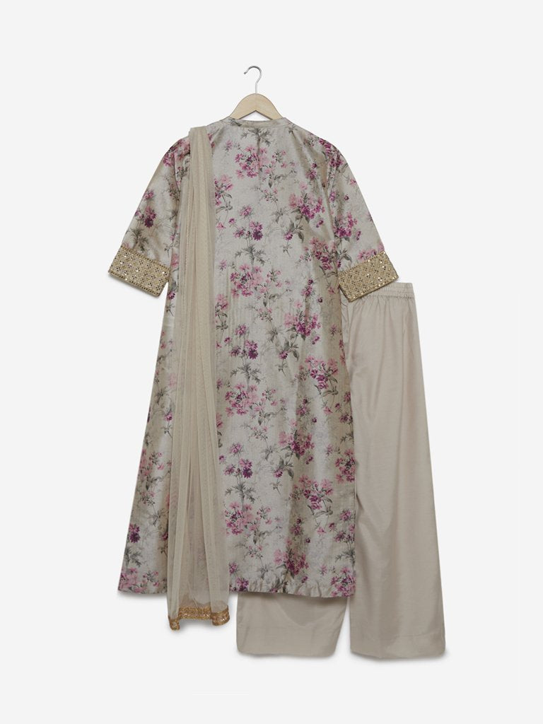 Vark Multicolour Kurta, Palazzos And Dupatta Set