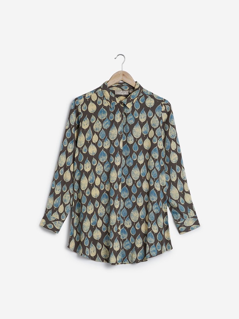 Utsa Multicolour Leaf Printed Ethnic Shirt