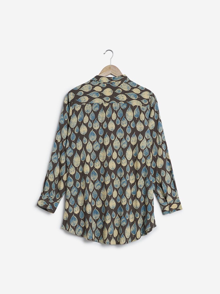 Utsa Multicolour Leaf Printed Ethnic Shirt