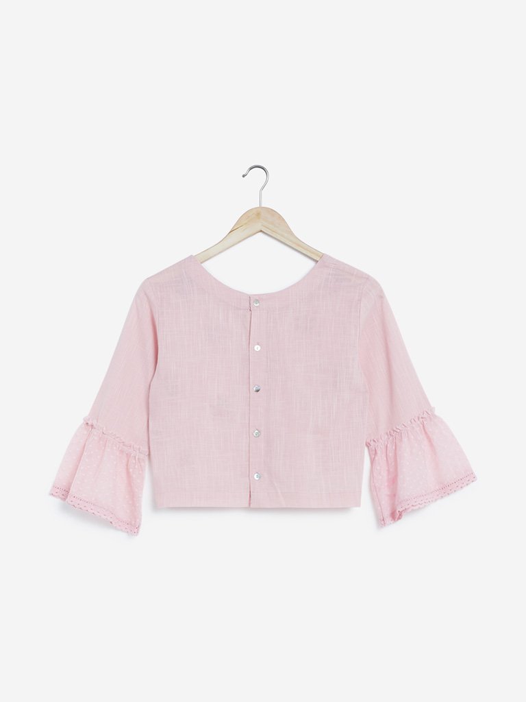 Bombay Paisley Pink Embroidered Crop-Top