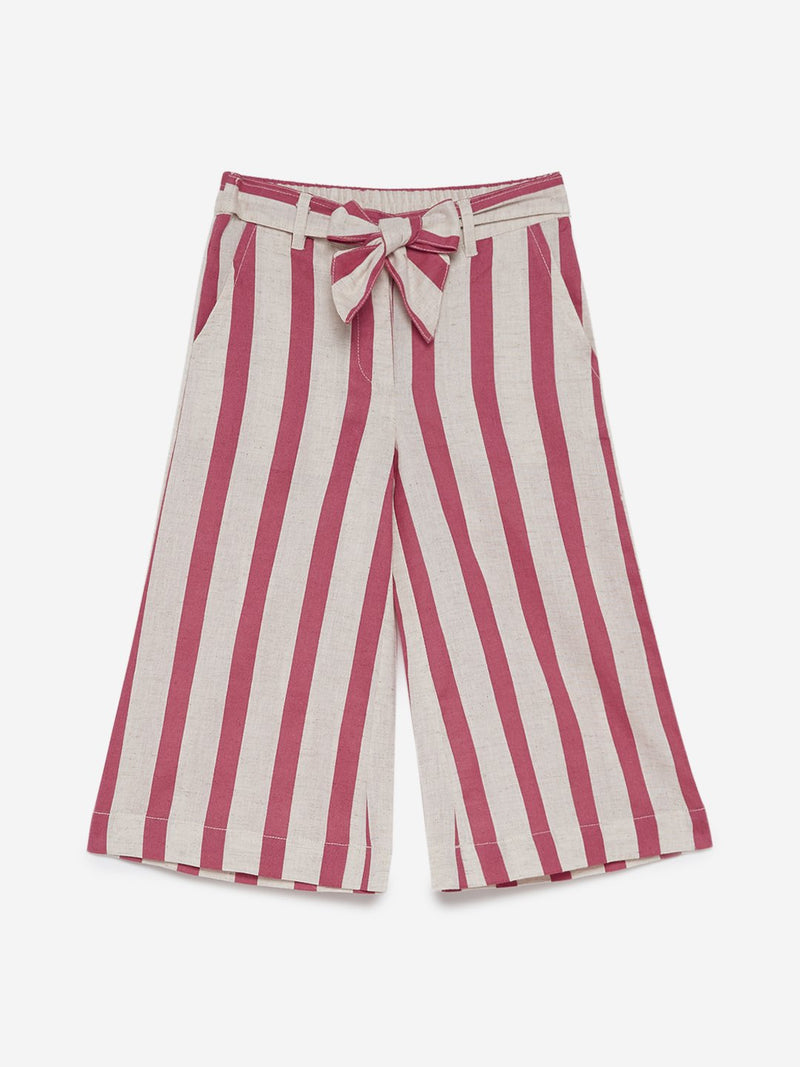 Utsa Kids Pink Striped Palazzos