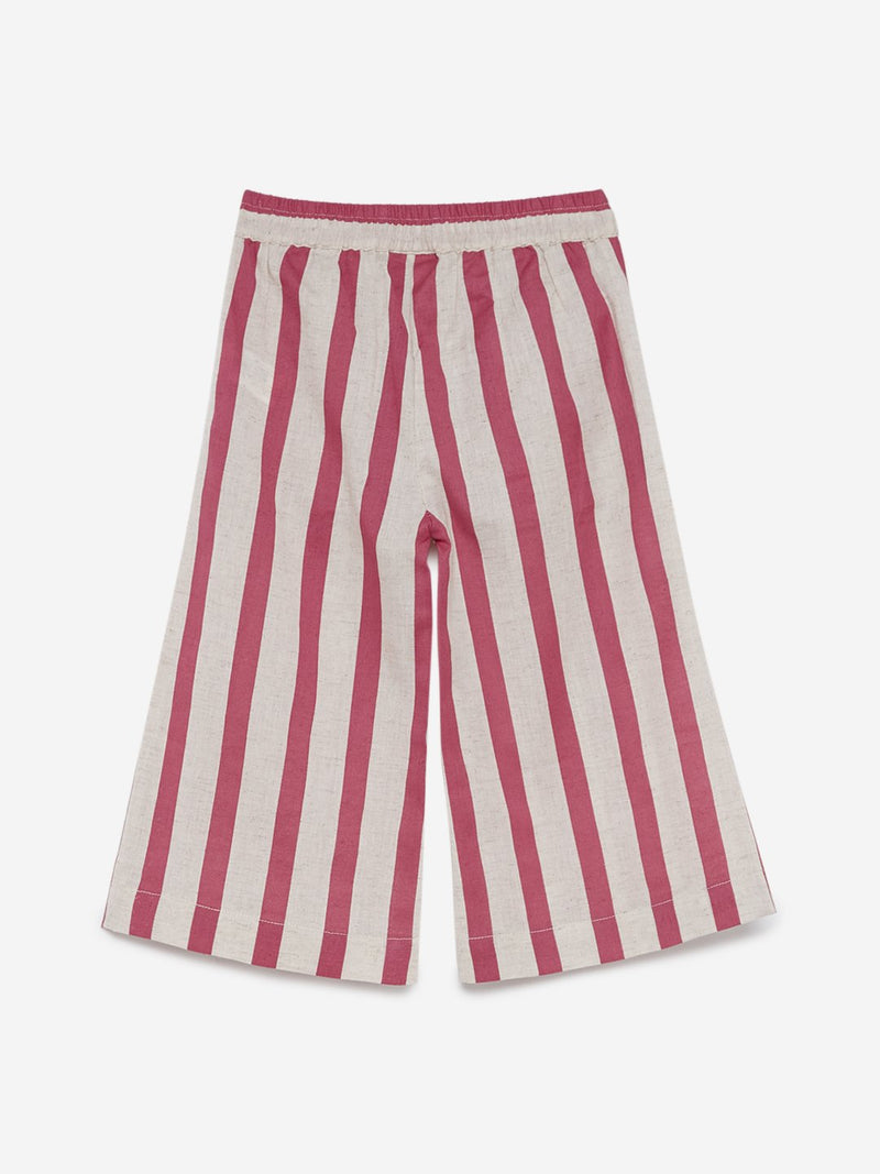 Utsa Kids Pink Striped Palazzos