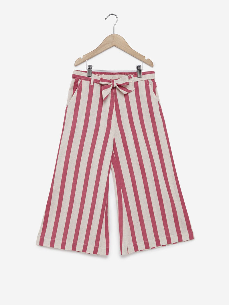 Utsa Kids Pink Striped Palazzos