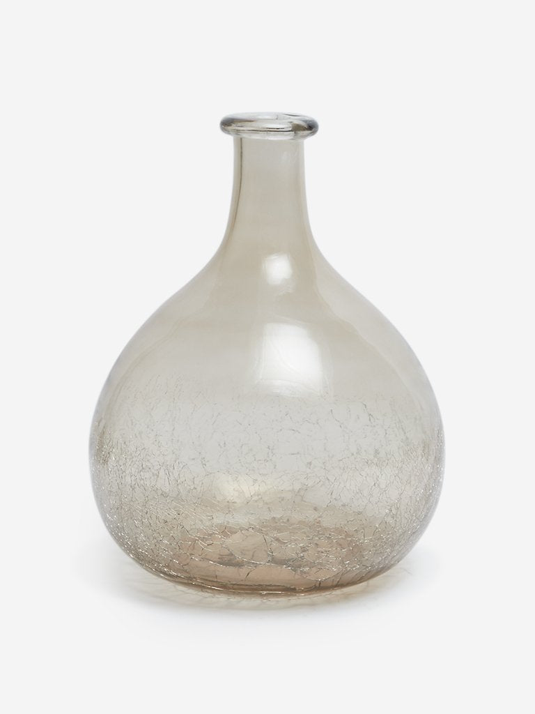 Westside Home Light Gold Crackled Pattern Glass Vase