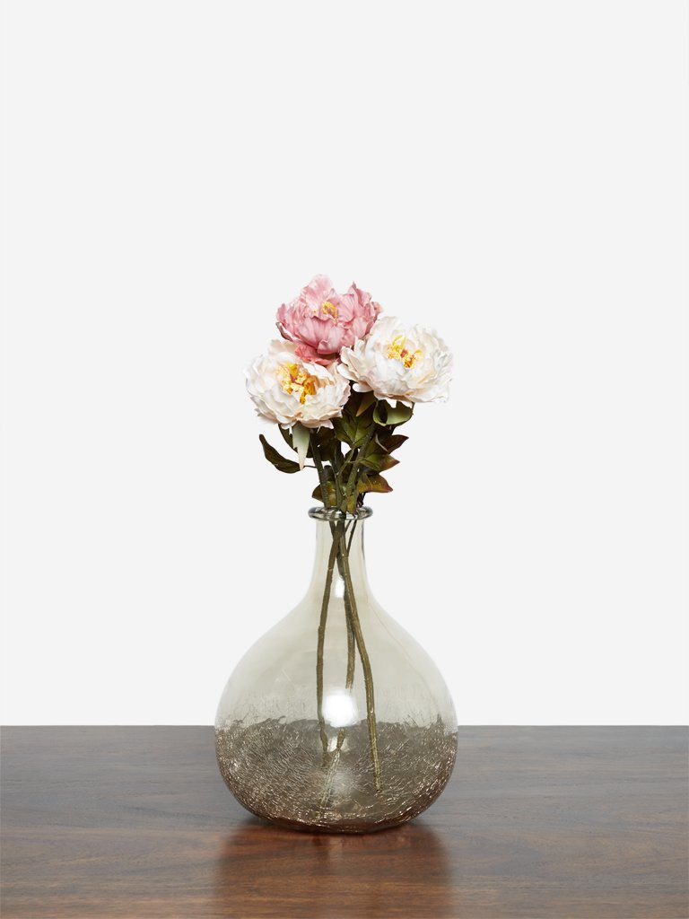 Westside Home Light Gold Crackled Pattern Glass Vase