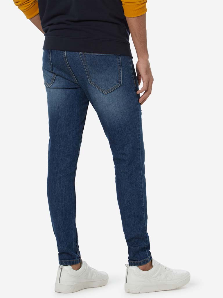 Nuon Blue Distressed Rodeo Carrot Fit Jeans