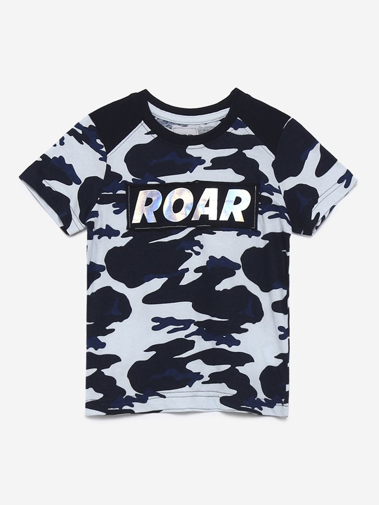 HOP Kids Navy Camouflage Design T-Shirt