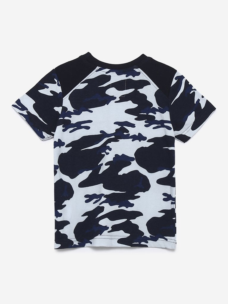 HOP Kids Navy Camouflage Design T-Shirt