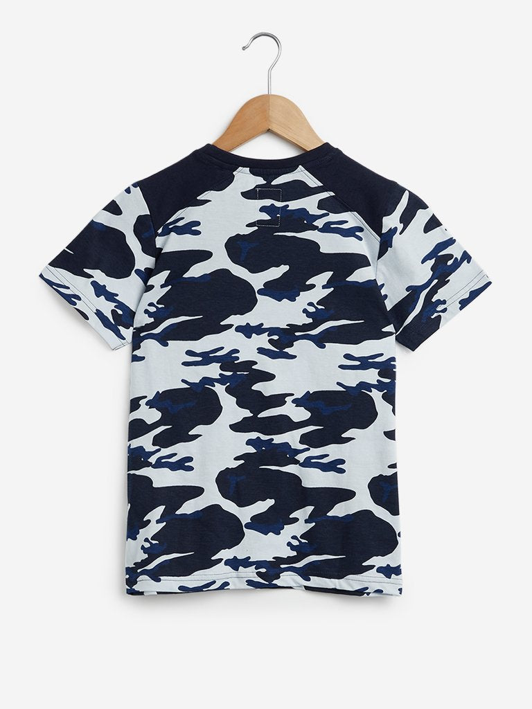 Y&F Kids Navy Camouflage Pattern T-Shirt