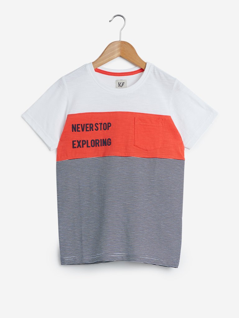 Y&F Kids Blue Striped T-Shirt