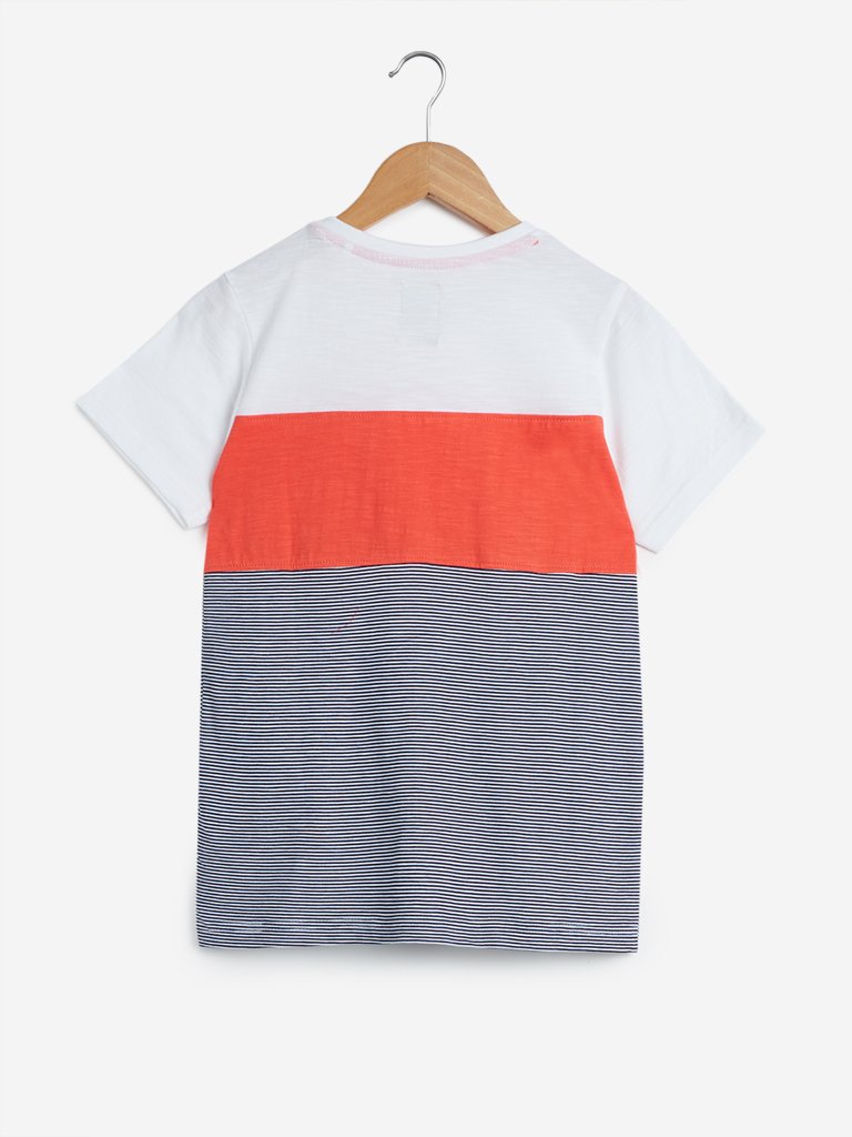 Y&F Kids Blue Striped T-Shirt
