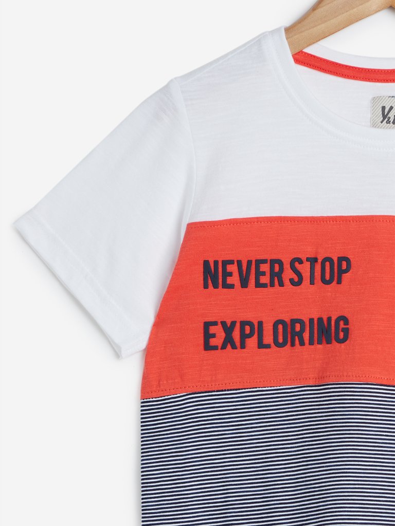 Y&F Kids Blue Striped T-Shirt