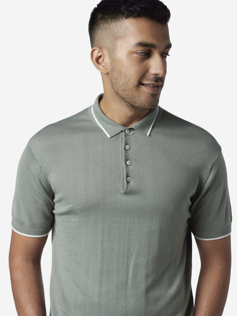 Ascot Sage Green Slim Fit Polo T-Shirt