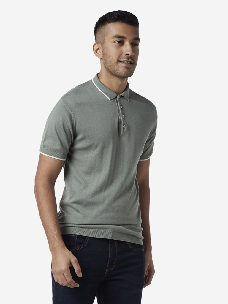 Ascot Sage Green Slim Fit Polo T-Shirt