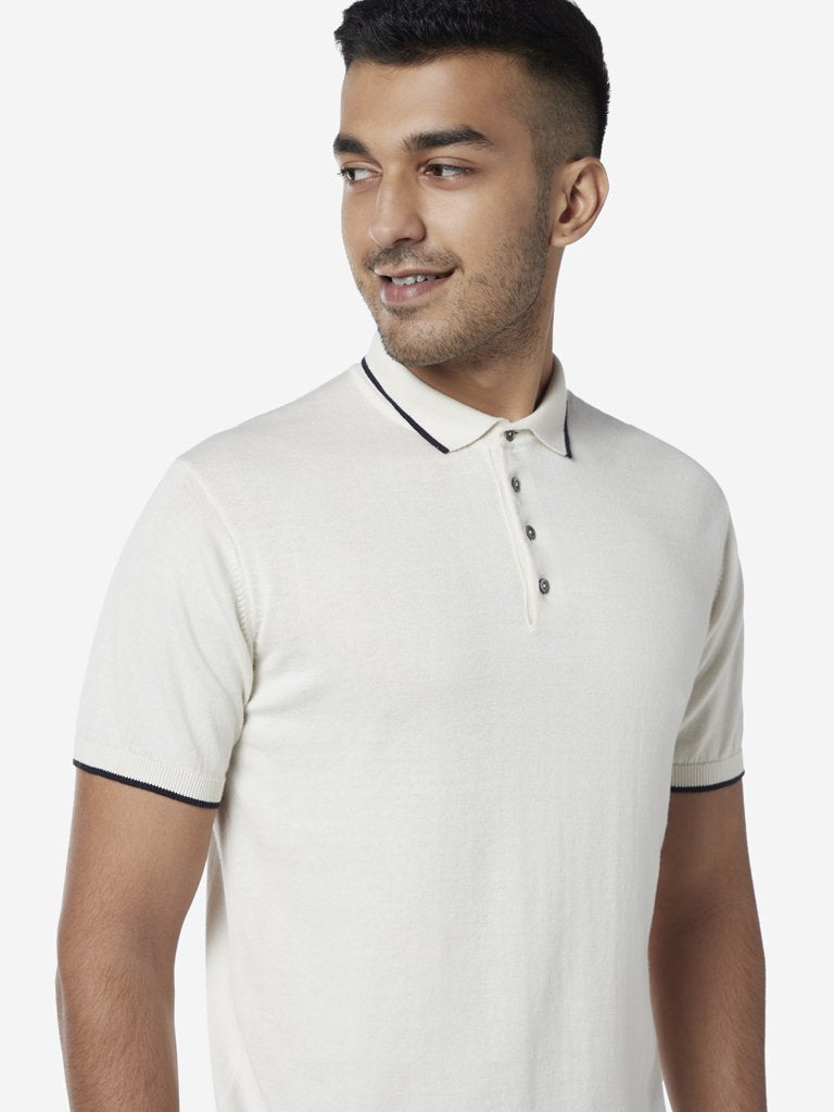 Ascot Off White Slim Fit Polo T-Shirt