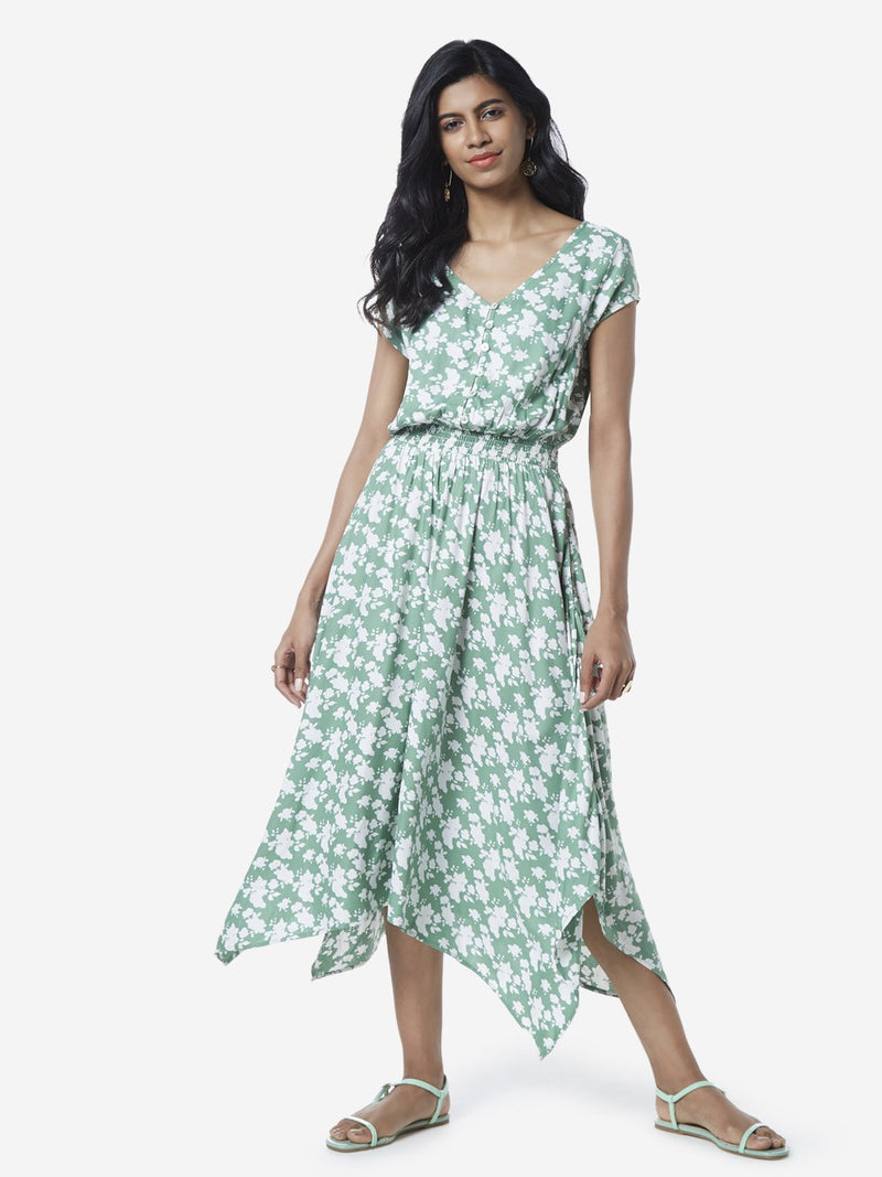 LOV Green Floral Patterned Broonie Dress