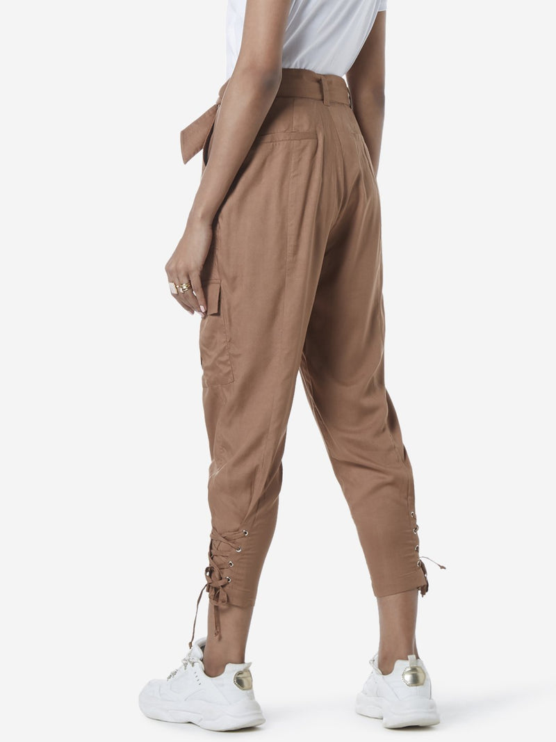 LOV Brown Cora Cargo Pants With Belt