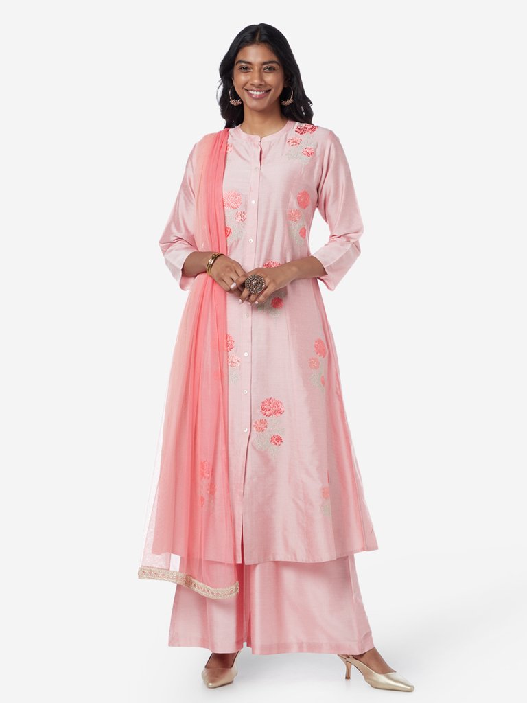 Vark Light Pink Floral Ethnic Set