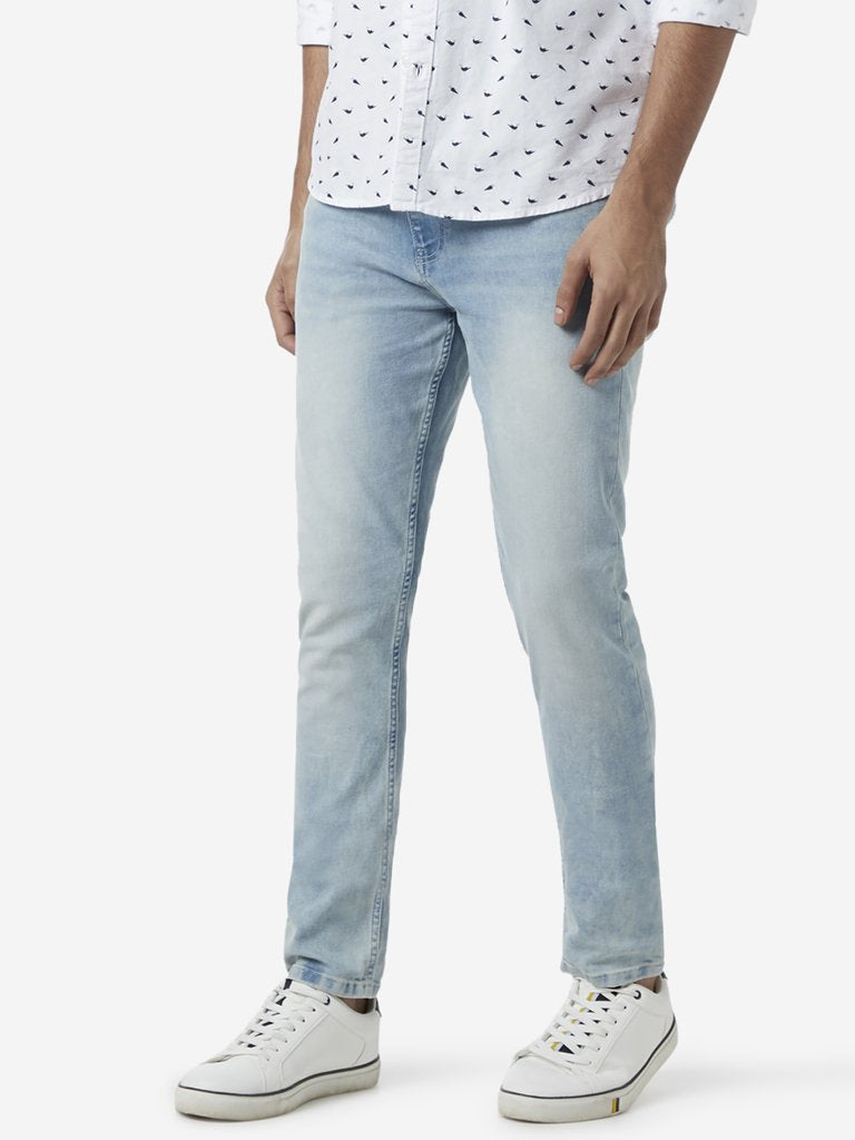 WES Casuals Light Blue Faded Slim Fit Jeans