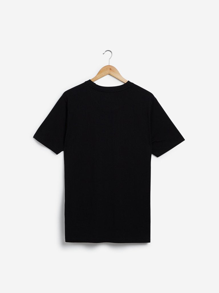 Studiofit Black Graphic Print Slim Fit T-Shirt