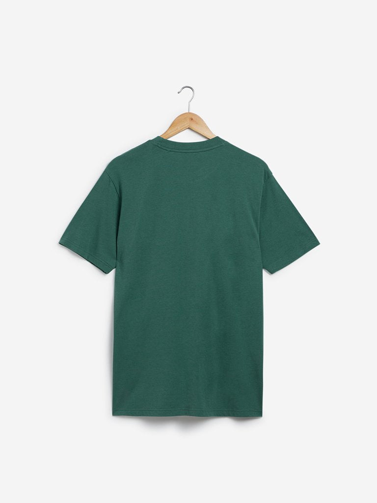 Studiofit Green Text Print Slim Fit T-Shirt
