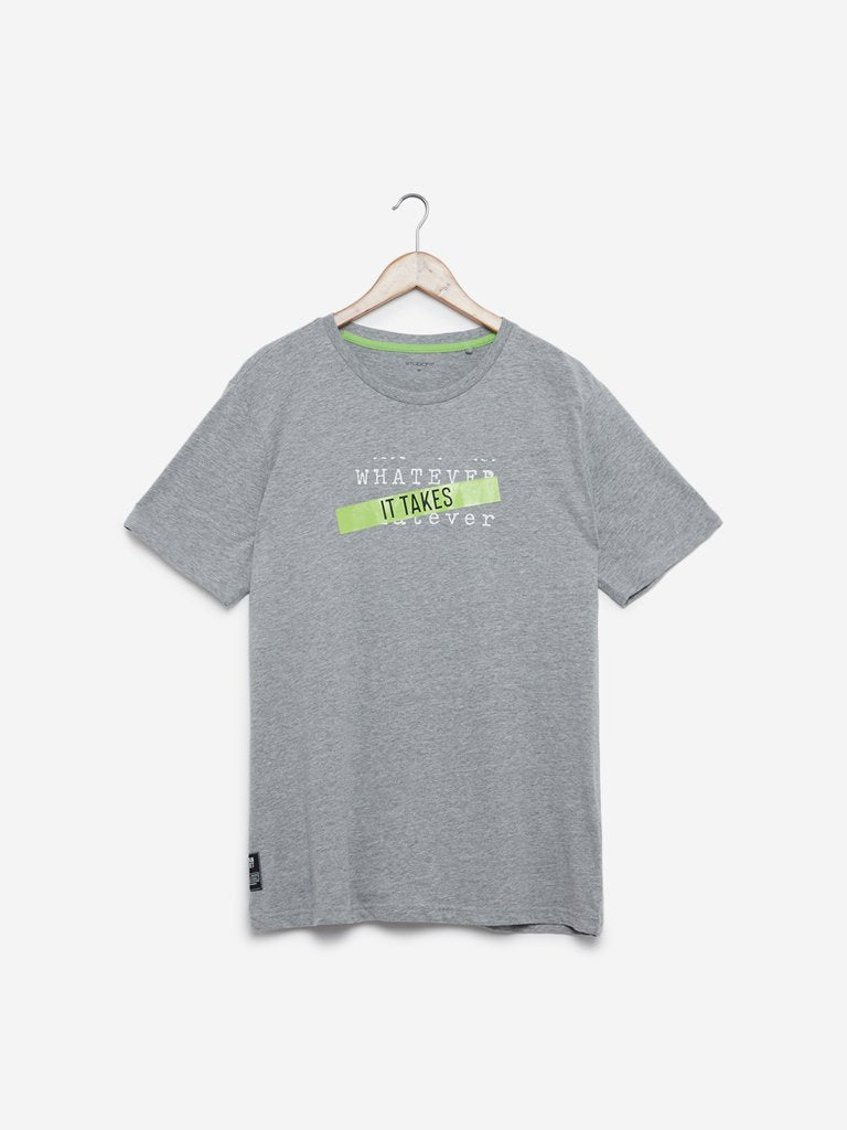 Studiofit Grey Melange Slim Fit T-Shirt