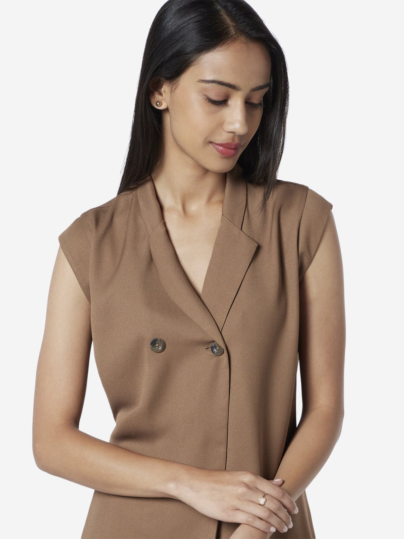 Wardrobe Brown Notched Lapel Top