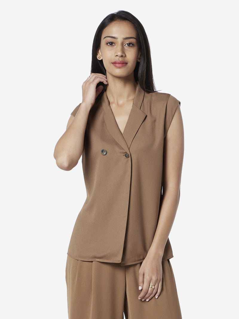 Wardrobe Brown Notched Lapel Top