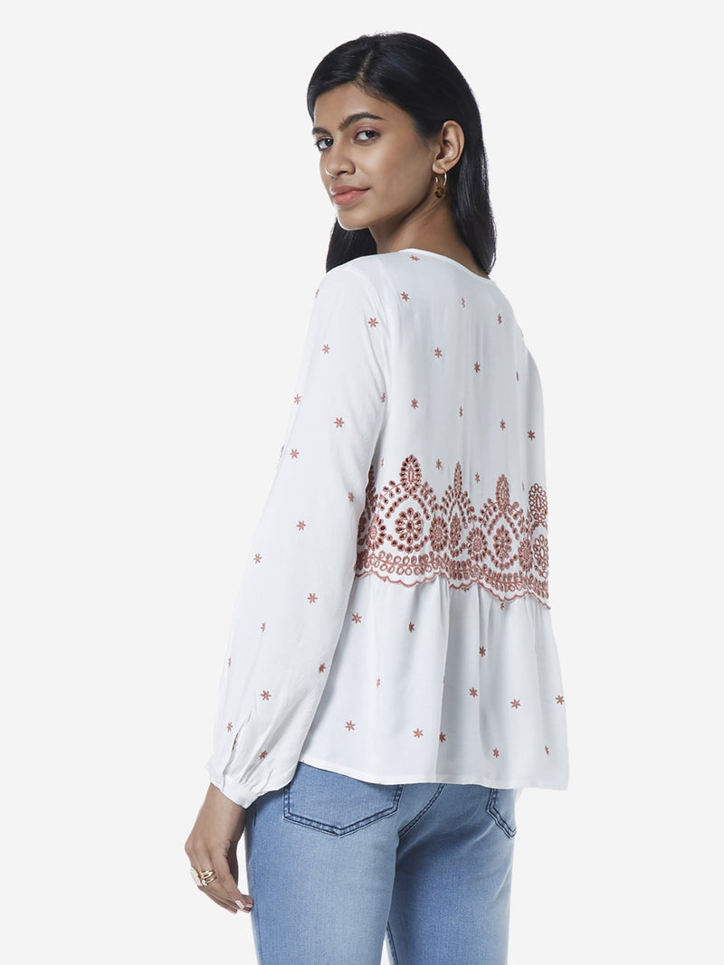 LOV White Embroidered Laura Top