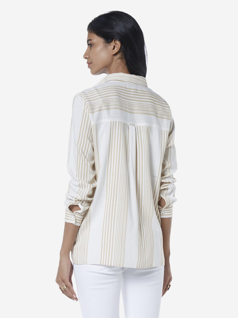 LOV Beige Striped April Casual Shirt