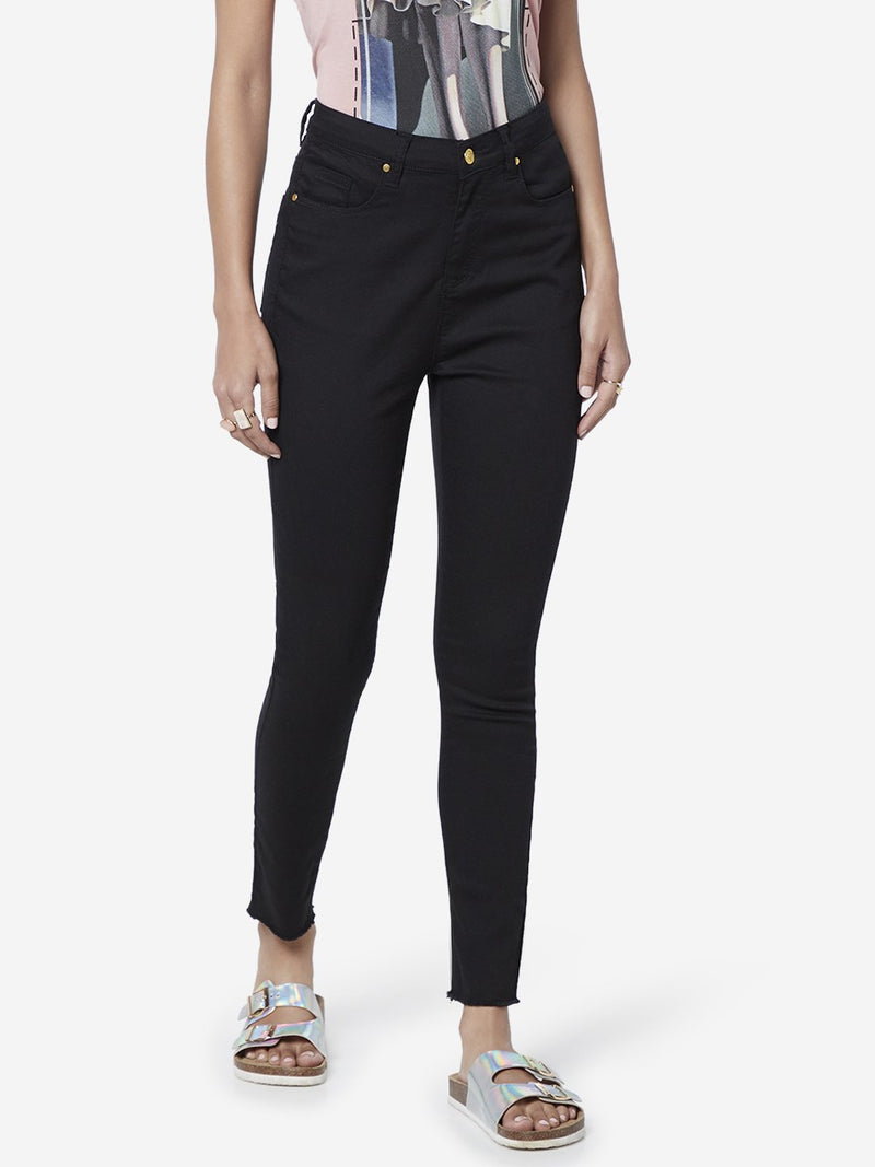 LOV Black Fringed Cropped James Jeans