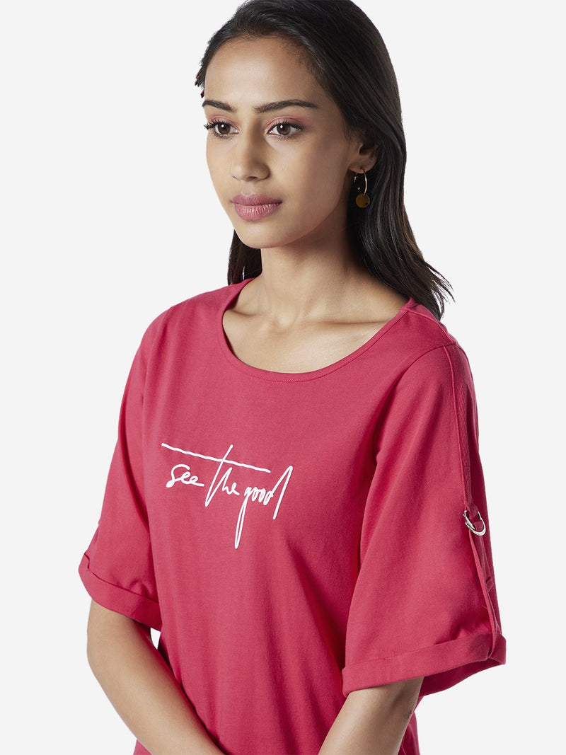 LOV Pink Text Print Nova T-Shirt