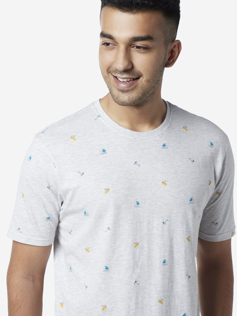 WES Lounge Grey Melange Relaxed Fit T-Shirt