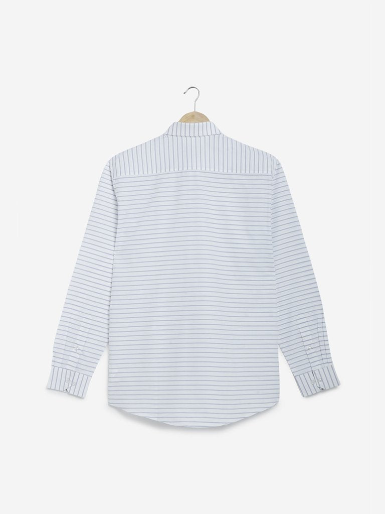 WES Formals White Striped Relaxed Fit Shirt